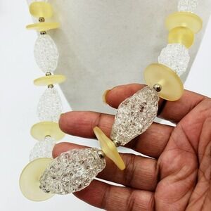 Vintage Statement Necklace | Yellow & Clear Beads